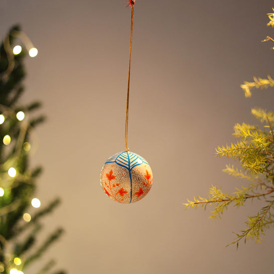 Ball - Kashmir Handpainted Christmas Ornament 11