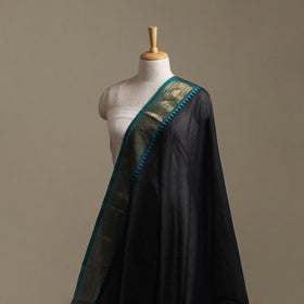 Black - Kanchipuram Cotton Fabric with Zari Border 23