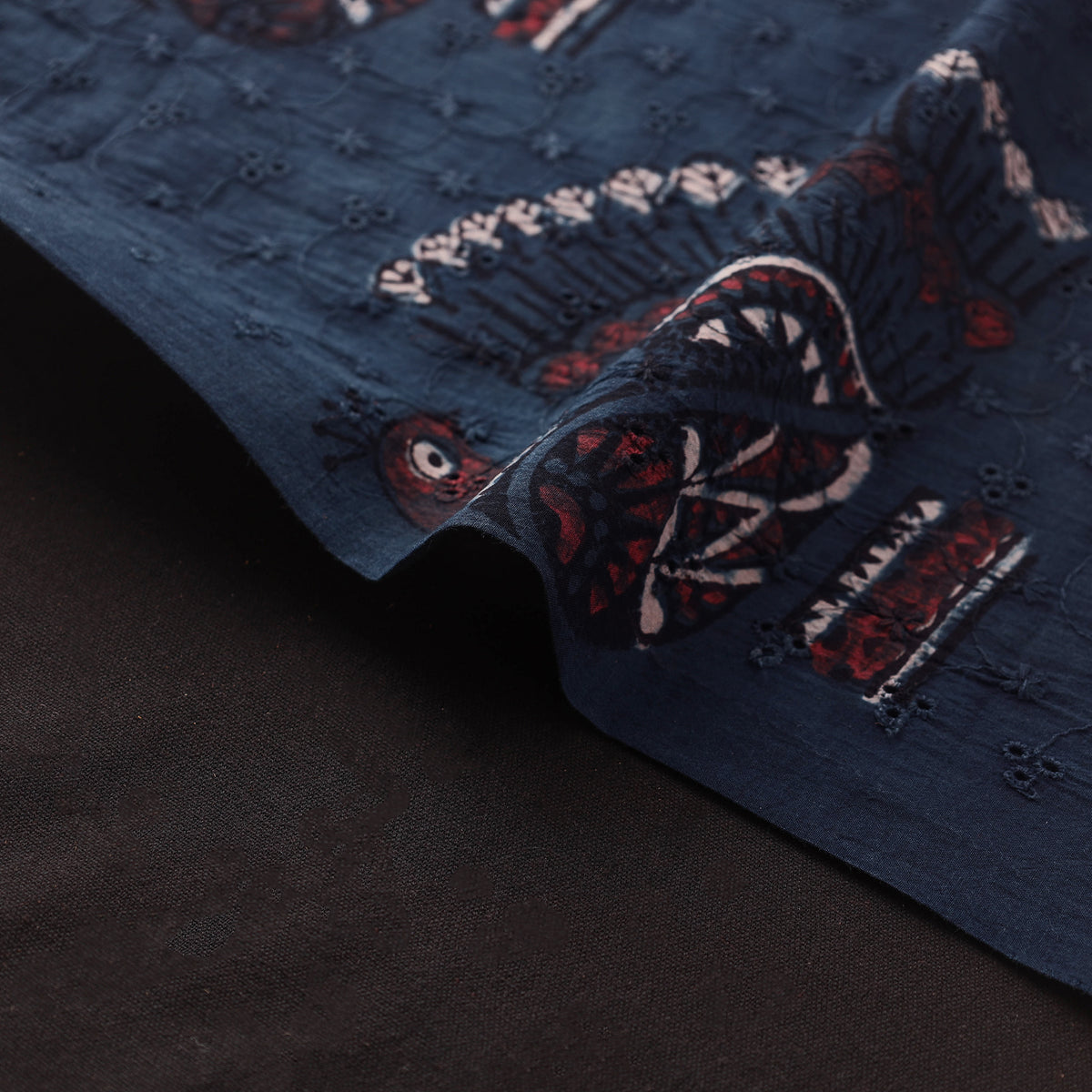 Kutch Hand Block Ajrakh Print Natural Dyed Cotton Hakoba Fabric 04