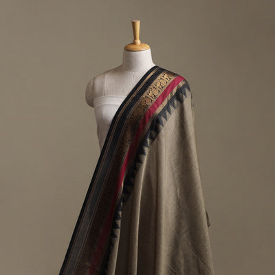 Brown - Kanchipuram Cotton Fabric with Zari Border 24