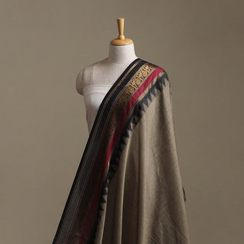 Brown - Kanchipuram Cotton Fabric with Zari Border 24