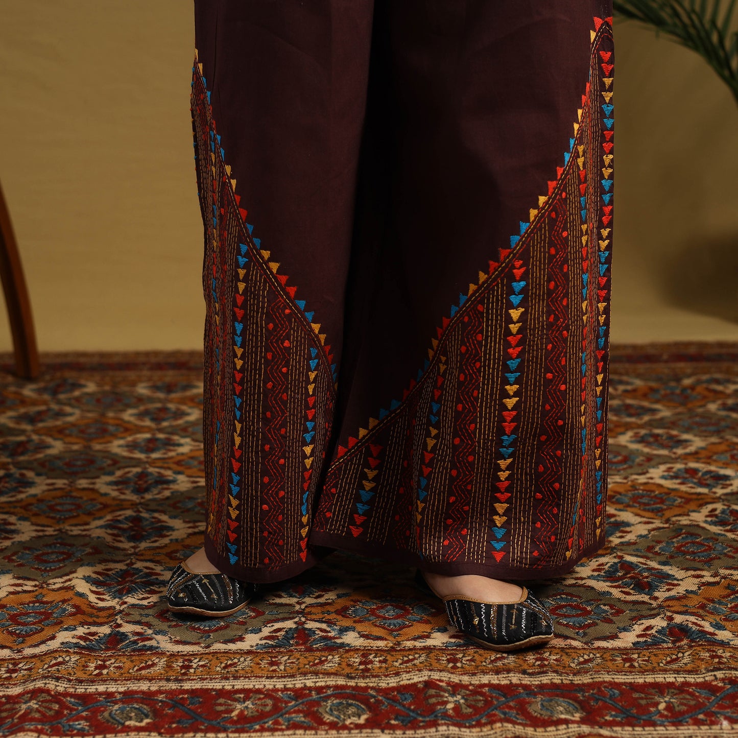 Buy Cotton Bengal Kantha Hand Embroidery Palazzo