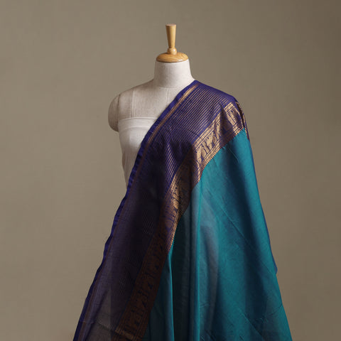 Blue - Kanchipuram Cotton Fabric with Zari Border 25