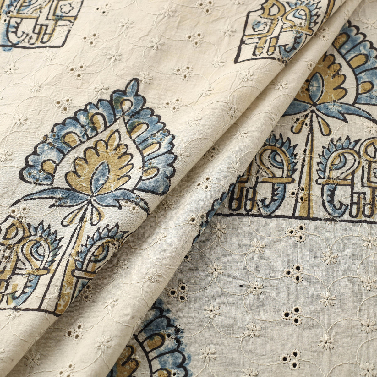Kutch Hand Block Ajrakh Print Natural Dyed Cotton Hakoba Fabric 06