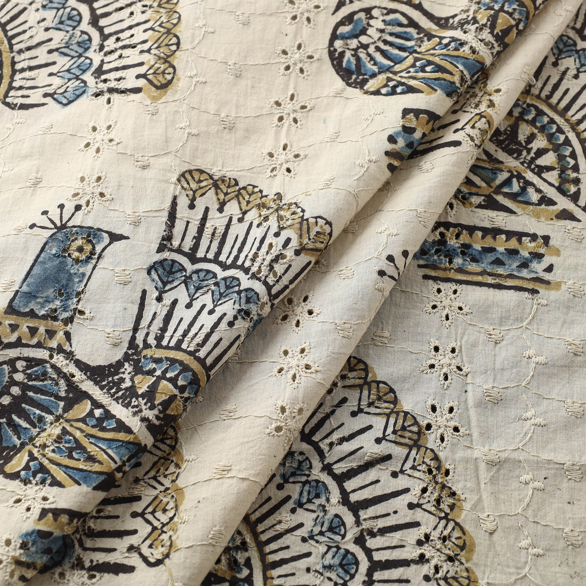 Kutch Hand Block Ajrakh Print Natural Dyed Cotton Hakoba Fabric 07