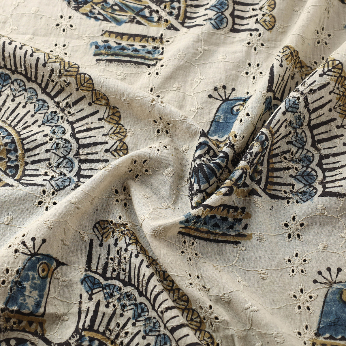 Kutch Hand Block Ajrakh Print Natural Dyed Cotton Hakoba Fabric 07