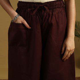  Brown Cotton Bengal Kantha Hand Embroidery Palazzo