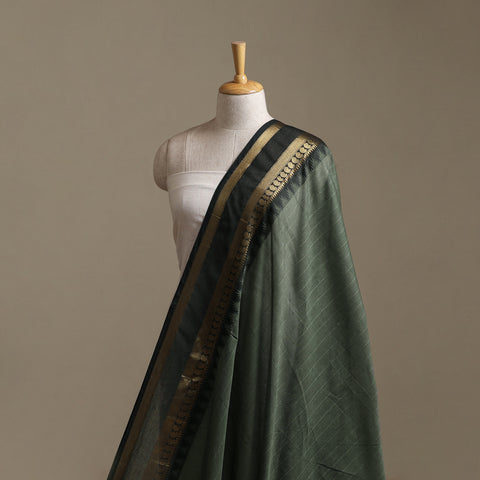 Green - Kanchipuram Cotton Fabric with Zari Border 28
