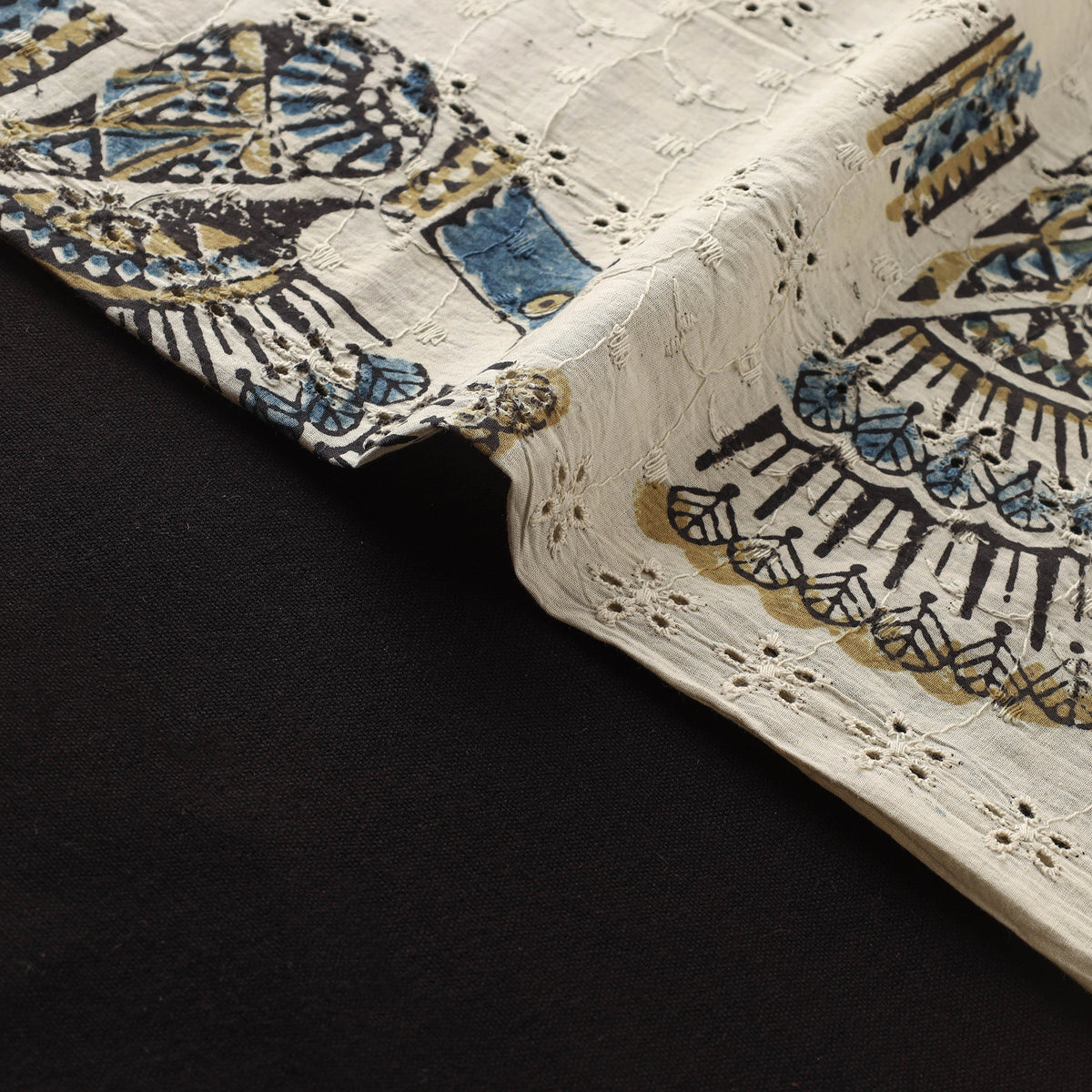 Kutch Hand Block Ajrakh Print Natural Dyed Cotton Hakoba Fabric 07