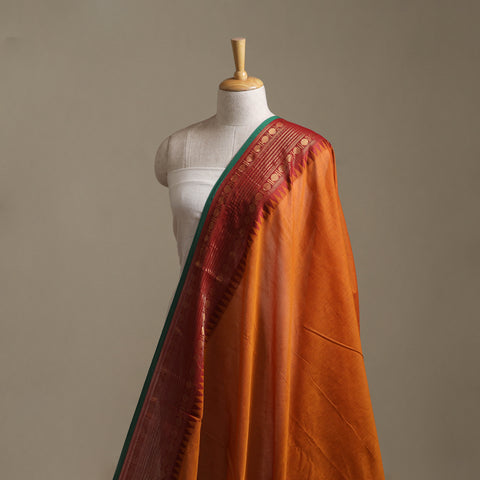 Orange - Kanchipuram Cotton Fabric with Zari Border 31