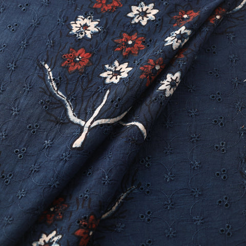 Blue - Kutch Hand Block Ajrakh Print Natural Dyed Cotton Hakoba Fabric 08