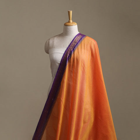 Orange - Kanchipuram Cotton Fabric with Zari Border 33