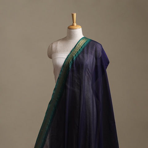 Blue - Kanchipuram Cotton Fabric with Zari Border 37