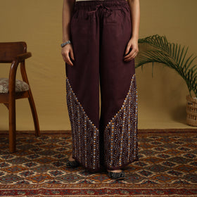 Brown - cotton bengal kantha hand embroidery palazzo 112