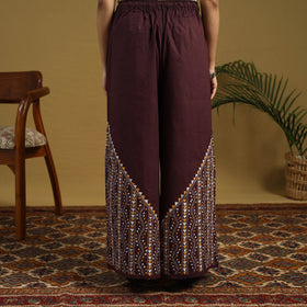 Brown - cotton bengal kantha hand embroidery palazzo 112