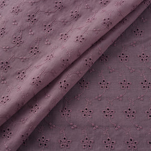 Purple - Floral Embroidered Cotton Hakoba Fabric 11