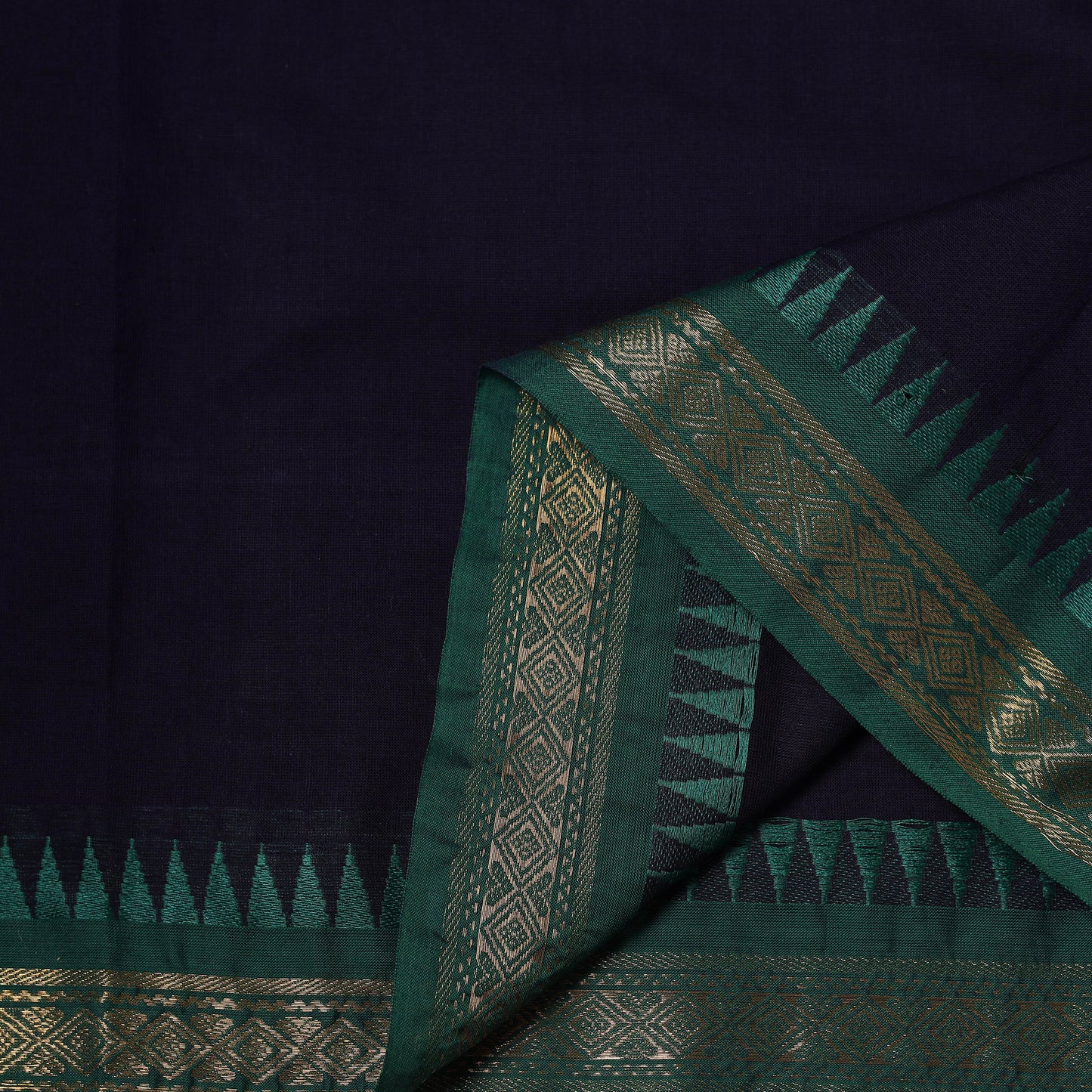 Blue - Kanchipuram Cotton Fabric with Zari Border 37