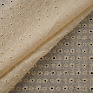 Beige - Floral Embroidered Cotton Hakoba Fabric 12