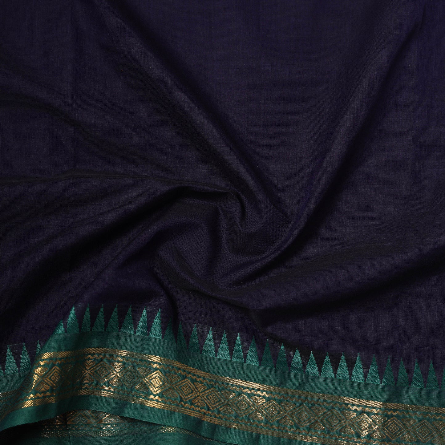 Blue - Kanchipuram Cotton Fabric with Zari Border 37