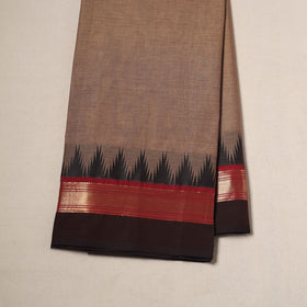 Brown - Kanchipuram Cotton Fabric with Zari Border 34