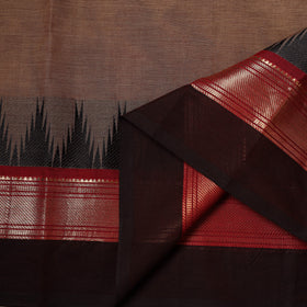 Brown - Kanchipuram Cotton Fabric with Zari Border 34