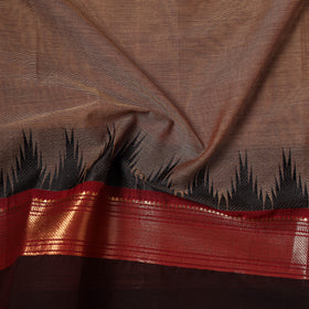Brown - Kanchipuram Cotton Fabric with Zari Border 34