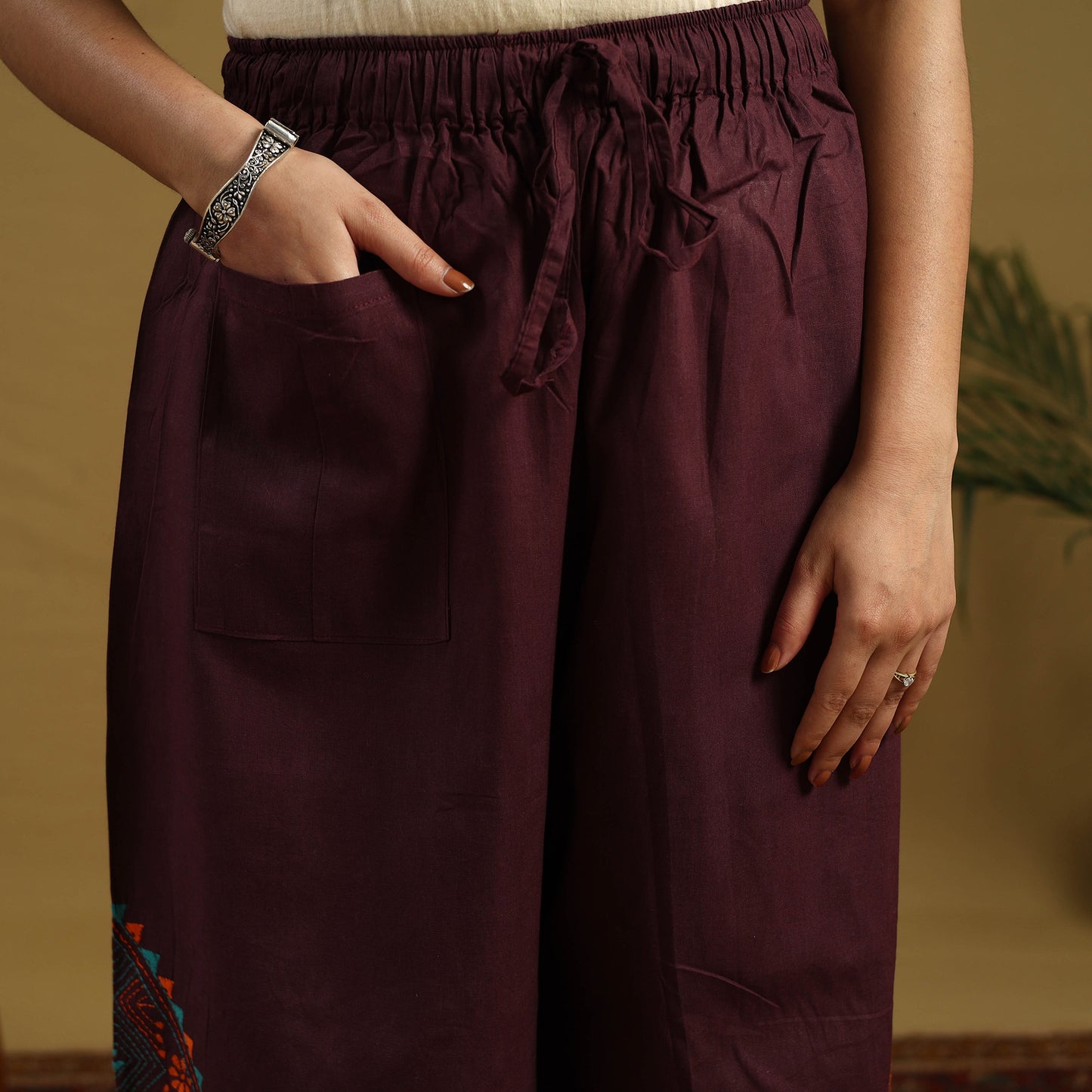 Buy Cotton Bengal Kantha Hand Embroidery Palazzo