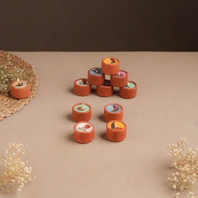 Sri Aurobindo Ashram Ball Clay Diya with Wax (Set of 10) 13