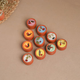 Multicolor - Sri Aurobindo Ashram Ball Clay Diya with Wax (Set of 10) 14