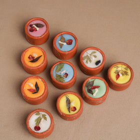Multicolor - Sri Aurobindo Ashram Ball Clay Diya with Wax (Set of 10) 14