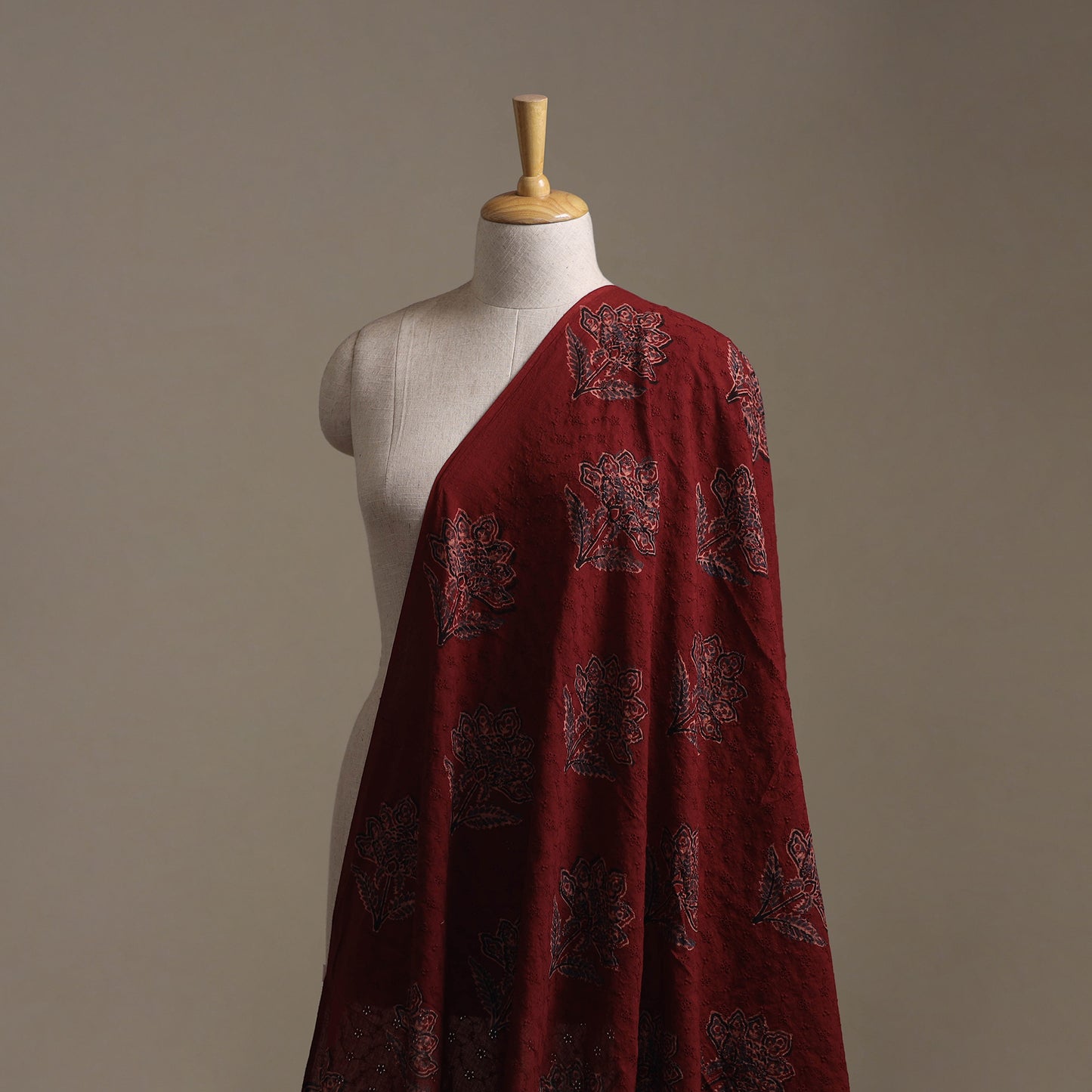 Red - Hakoba Hand Block Ajrakh Print Natural Dyed Cotton Fabric 59