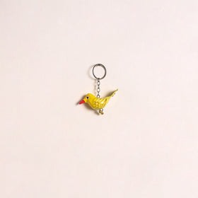 Yellow - Bird Handmade Paper Mache Keychain 07
