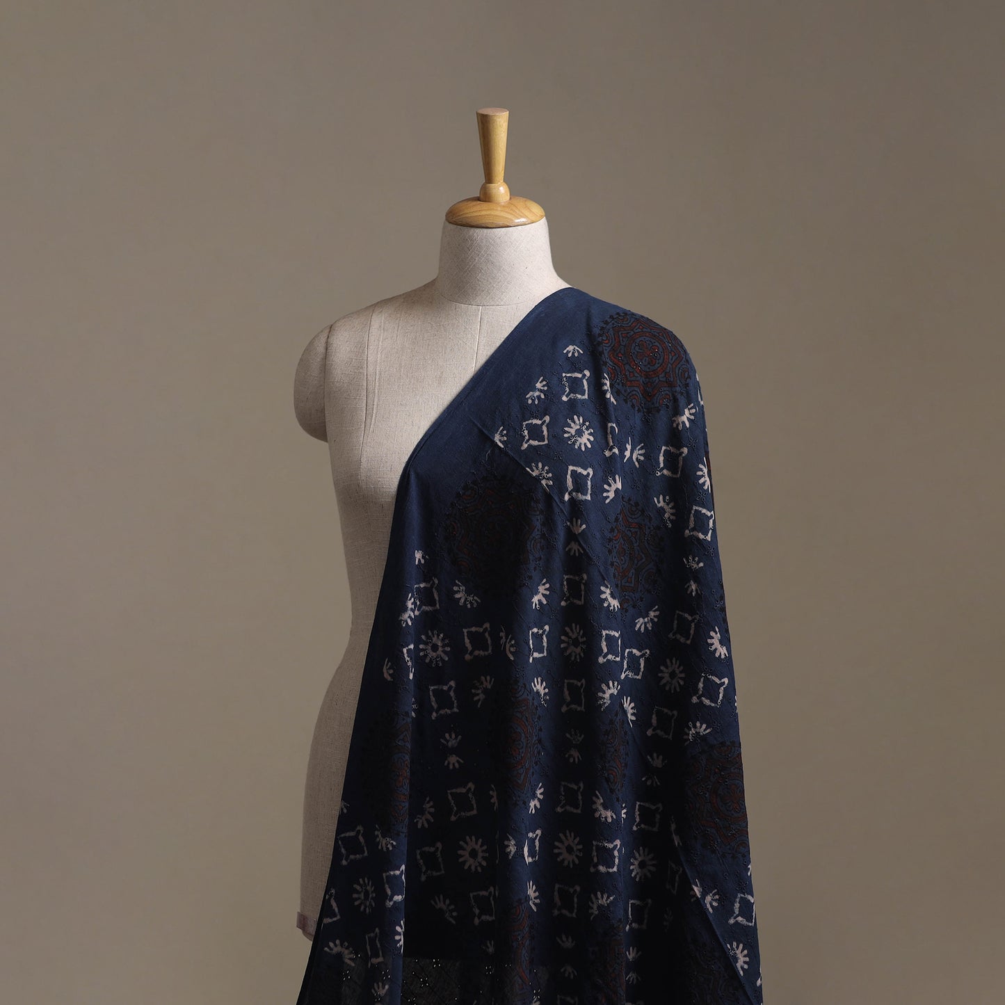 Blue - Hakoba Hand Block Ajrakh Print Natural Dyed Cotton Fabric 67