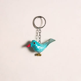Blue - Bird Handmade Paper Mache Keychain 01