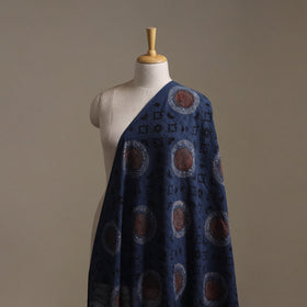 Blue - Hakoba Hand Block Ajrakh Print Natural Dyed Cotton Fabric 70