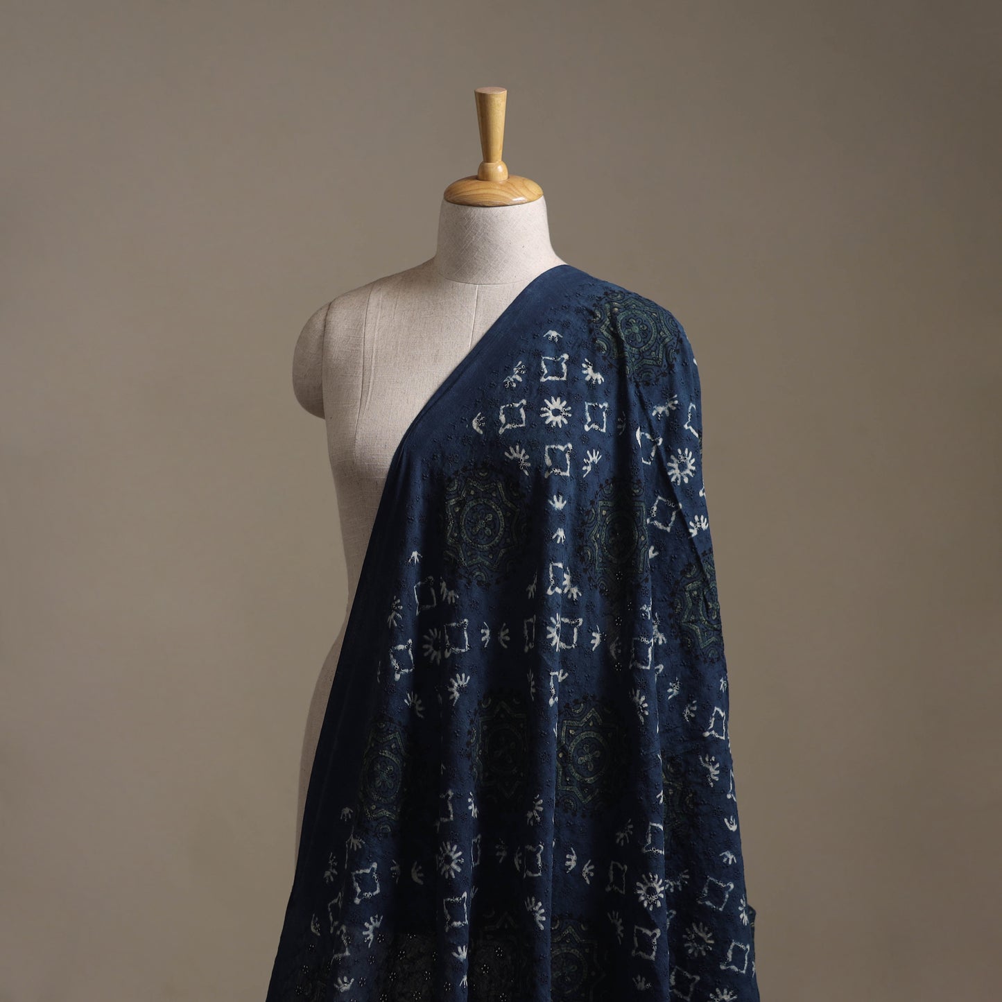 Blue - Hakoba Hand Block Ajrakh Print Natural Dyed Cotton Fabric 71