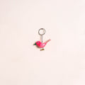 Pink - Bird Handmade Paper Mache Keychain 04