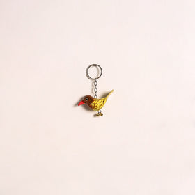 Yellow - Bird Handmade Paper Mache Keychain 06