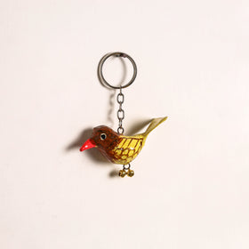 Yellow - Bird Handmade Paper Mache Keychain 06