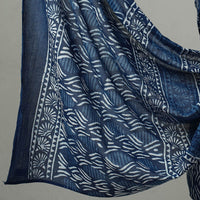 Blue - 3pc Cotton Indigo Bagru Print Dress Material Set 04