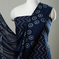 Blue - 3pc Cotton Indigo Bagru Print Dress Material Set 10