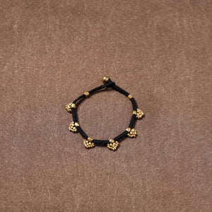 Black - Tribal Odisha Dokra Beads Threadwork Anklet 03