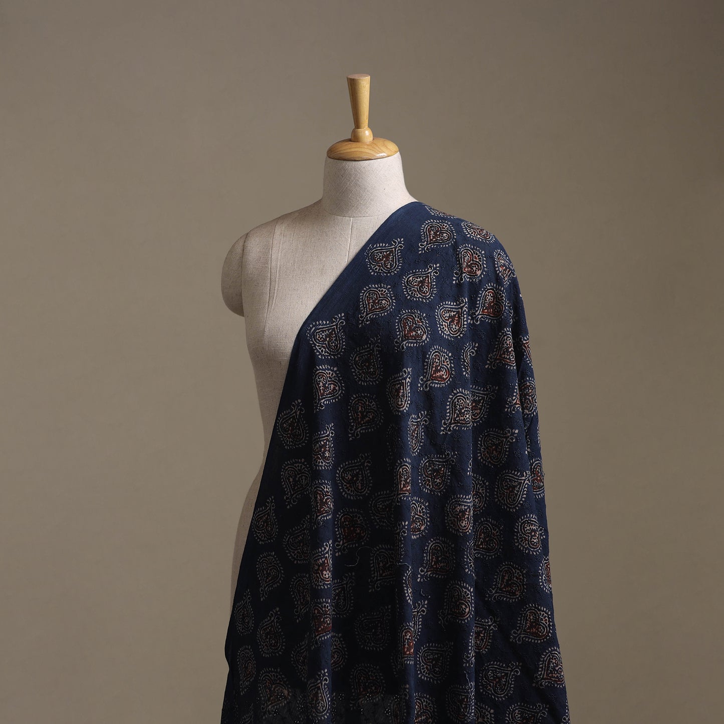 Blue - Hakoba Hand Block Ajrakh Print Natural Dyed Cotton Fabric 99