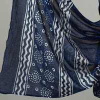 Blue - 3pc Cotton Indigo Bagru Print Dress Material Set 24