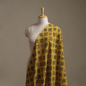 Yellow - Hakoba Hand Block Ajrakh Print Natural Dyed Cotton Fabric 120