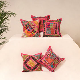 Kutch Hand Embroidered Mirror Work Cushion Cover (Set of 5) 18