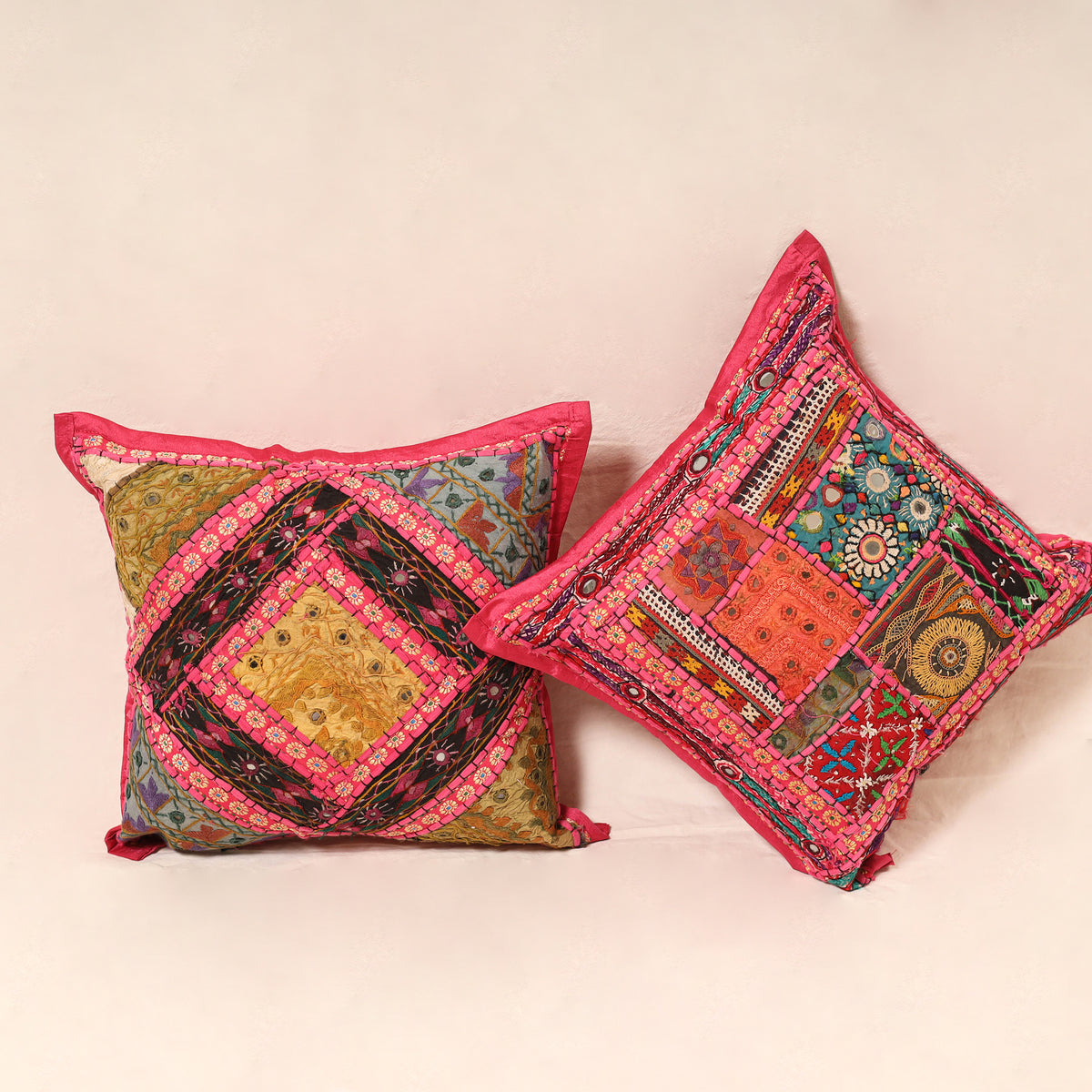Kutch Hand Embroidered Mirror Work Cushion Cover (Set of 5) 18