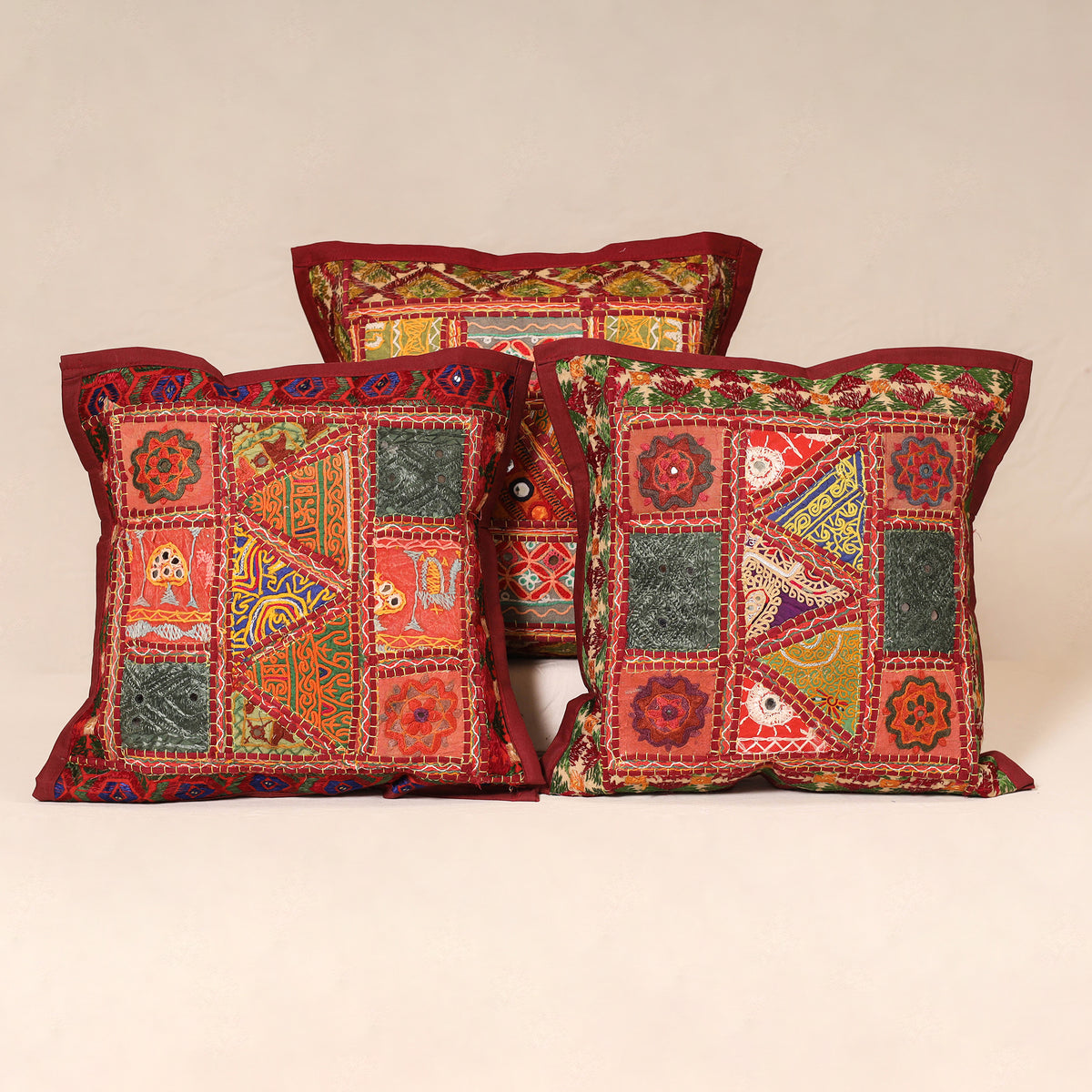 Kutch Hand Embroidered Mirror Work Cushion Cover (Set of 5) 19