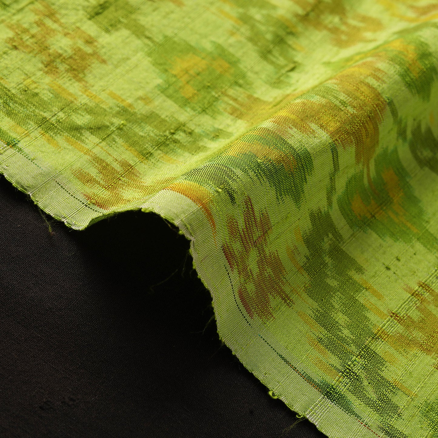 Green - handloom raw silk pochampally ikat fabric 03