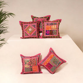 Kutch Hand Embroidered Mirror Work Cushion Cover (Set of 5) 03